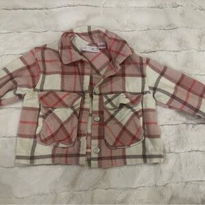 Zara pink plaid over shirt or Shacket button down, 2-3 years